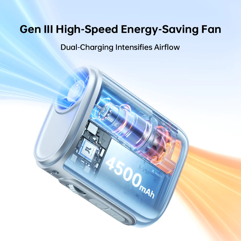JisuLife Neck Fan Life 5 4500mAh Battery100 Gears Strong Wind Portable Mini Fans USB Rechargeable Waist-mounted fan for