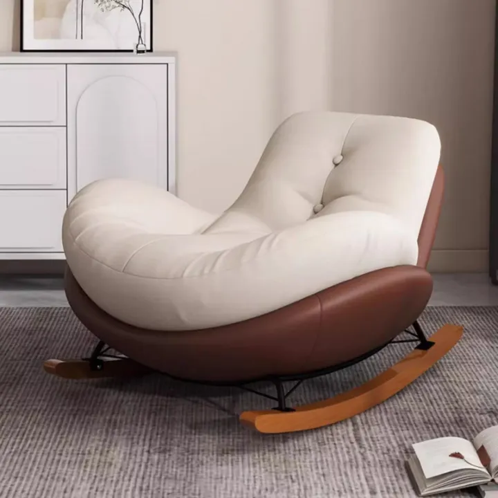 Modern Upholstered Rocking Chair-Tufted Seat and Metal Legs Lounge Chair for Living Room Bedroom 摇椅