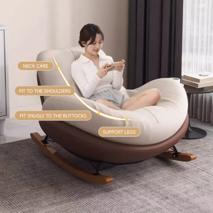 Modern Upholstered Rocking Chair-Tufted Seat and Metal Legs Lounge Chair for Living Room Bedroom 摇椅