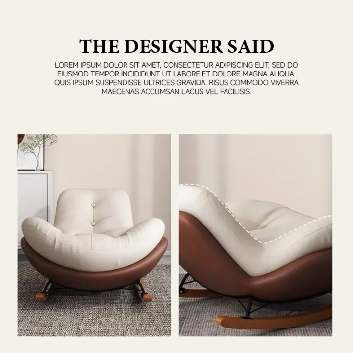 Modern Upholstered Rocking Chair-Tufted Seat and Metal Legs Lounge Chair for Living Room Bedroom 摇椅
