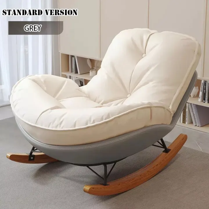 Modern Upholstered Rocking Chair-Tufted Seat and Metal Legs Lounge Chair for Living Room Bedroom 摇椅