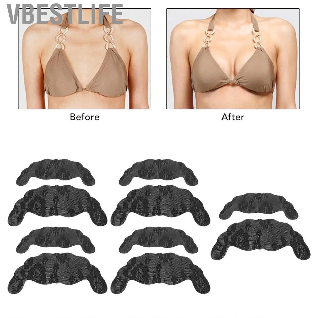 VBESTLIFE Adhesive Disposable Bra Breast Lift Nipple Covers Backless Black Breathable Strapless for Wedding Dress