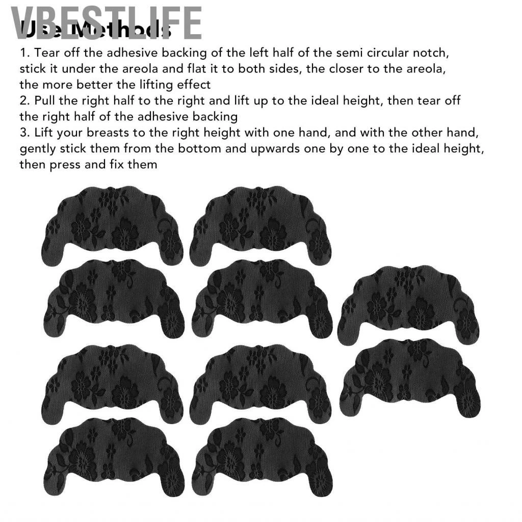 VBESTLIFE Adhesive Disposable Bra Breast Lift Nipple Covers Backless Black Breathable Strapless for Wedding Dress