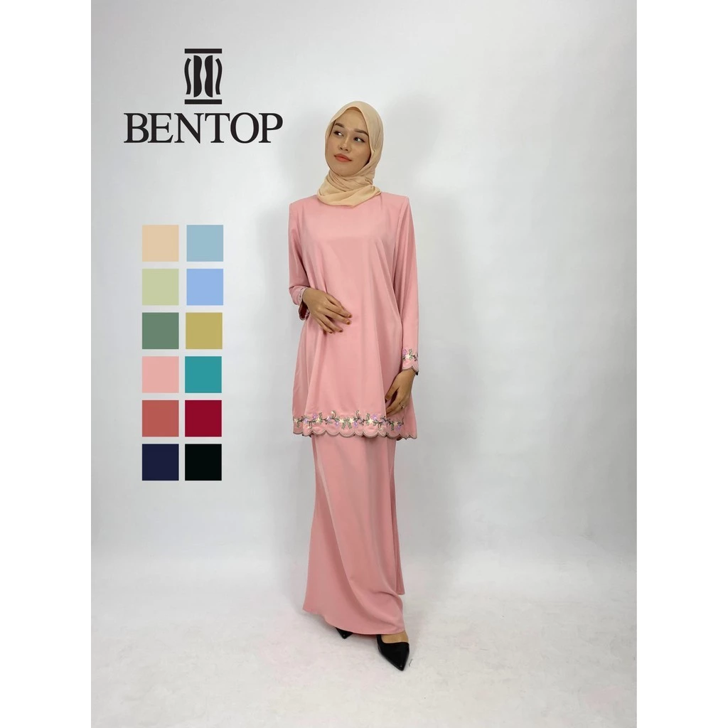 Bentop Baju Kurung Dewasa Modern Fit Series [1] Satin mix Set Fabric
