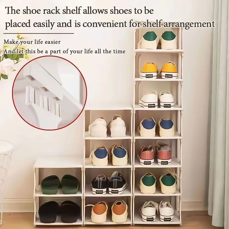 Shoe Rack Rak Kasut Berbilang Lapisan Multi-layer Folding Narrow Shoe Rack Plastic Simple Shoe Rack Organizer Shelf