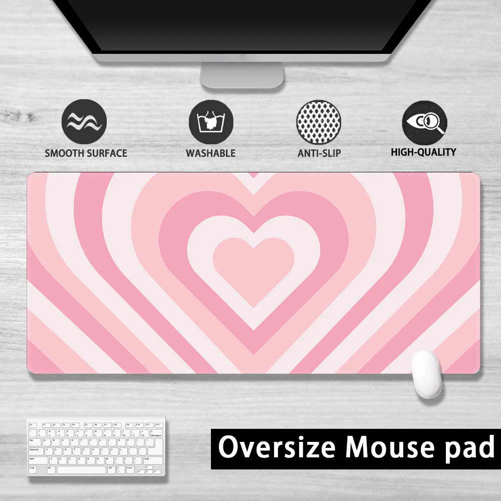Hypnotic Hearts 6 Colors Mousepad | Extended Mousepad | Waterproof Non-Slip Design | Precision Stitched Edges | Cute Deskmat | Large Gaming
