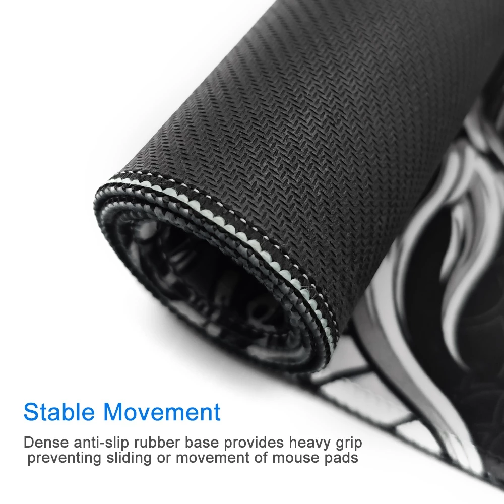 Black and White Dragon Mouse Pad Extended Large Gaming Mousepads with Stitched Edge Desk Pad For Home Office