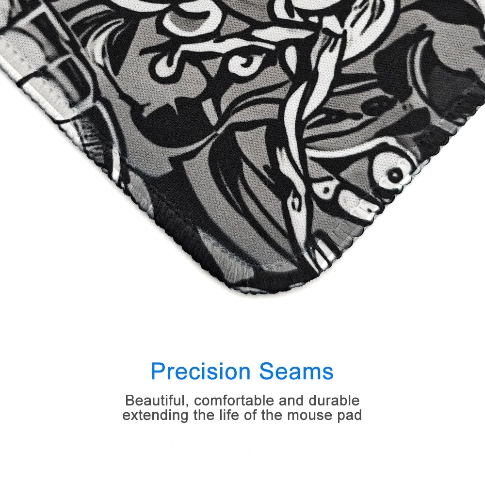 Black and White Dragon Mouse Pad Extended Large Gaming Mousepads with Stitched Edge Desk Pad For Home Office