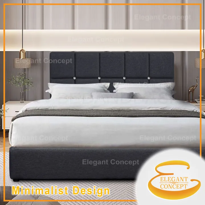 EC (Alvis) Bedframe Divan / Katil - Full Solid Wood Structure (Water Repellent Fabric) Single / S.Single / Queen / King