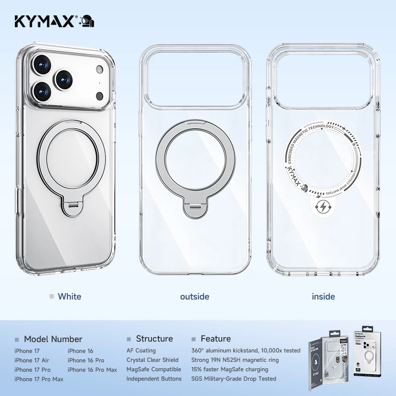 BKWHALE 360° Rotatable Stand Magnetic Phone Case For iPhone 17 Pro Max 16 Pro Max 16Plus 16e 15 14 13 12 11 Pro Max 16 Plus 17 Air