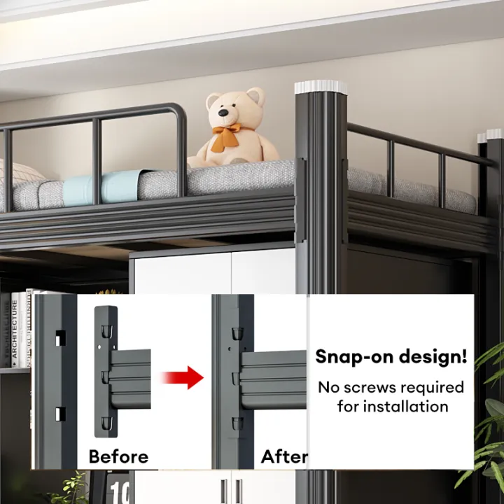 GOLD Bunk Bed Frame Double Layered Overweight Bed Loft Bed Elevated Bunk Bed Bear 500kg Bunk Bed Space Saving Metal Bed Frame Single frame上下铺