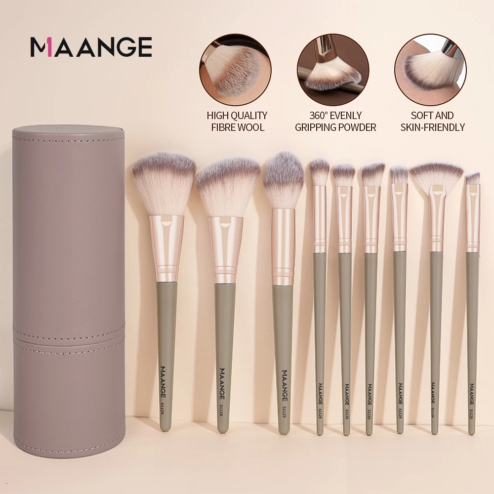 MAANGE 9Pcs Makeup Brush Suitable For Beginners Soft Blush On Brush Powder Brush Foundation Brush Set Beauty Tool