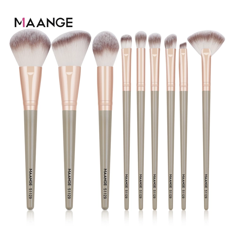 MAANGE 9Pcs Makeup Brush Suitable For Beginners Soft Blush On Brush Powder Brush Foundation Brush Set Beauty Tool