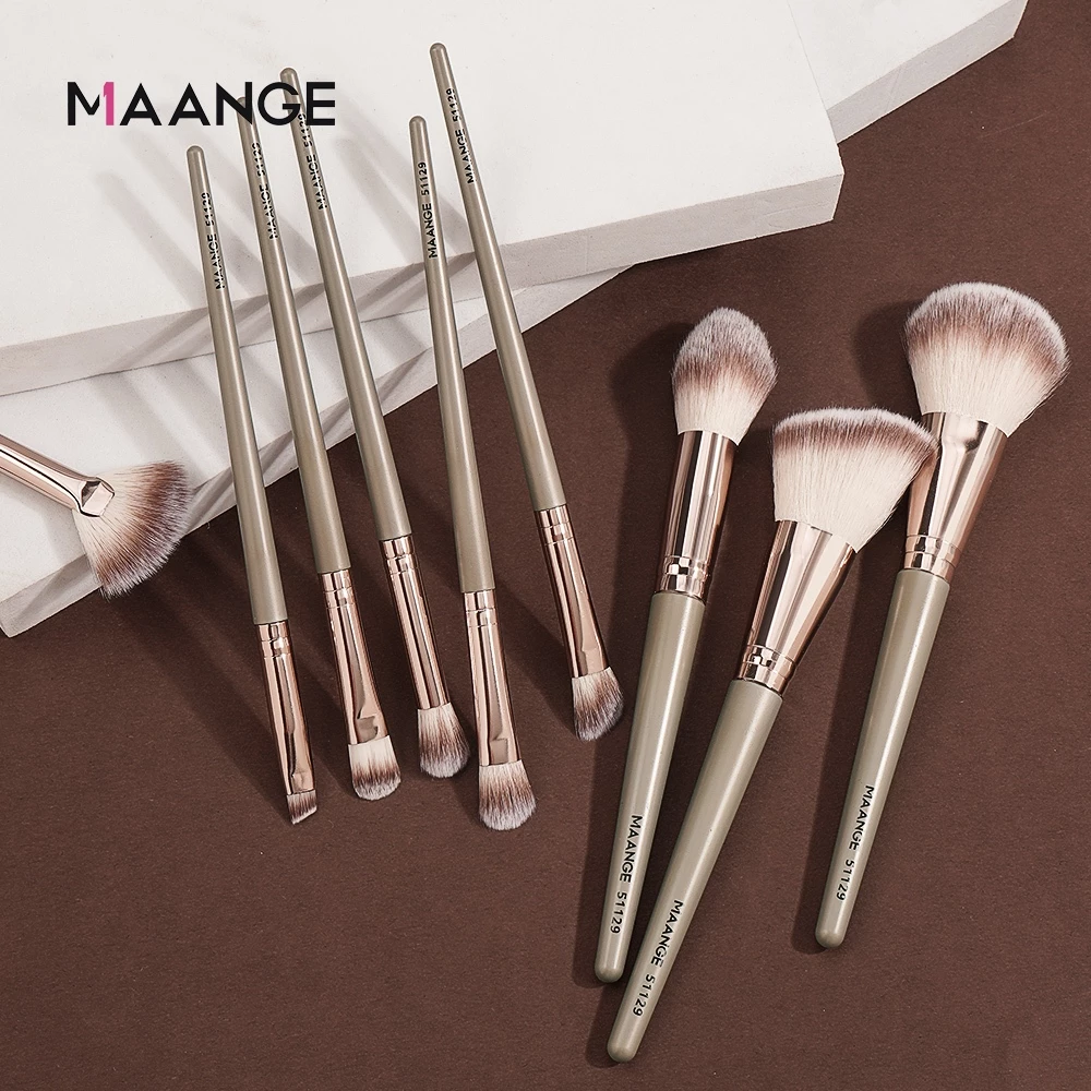 MAANGE 9Pcs Makeup Brush Suitable For Beginners Soft Blush On Brush Powder Brush Foundation Brush Set Beauty Tool