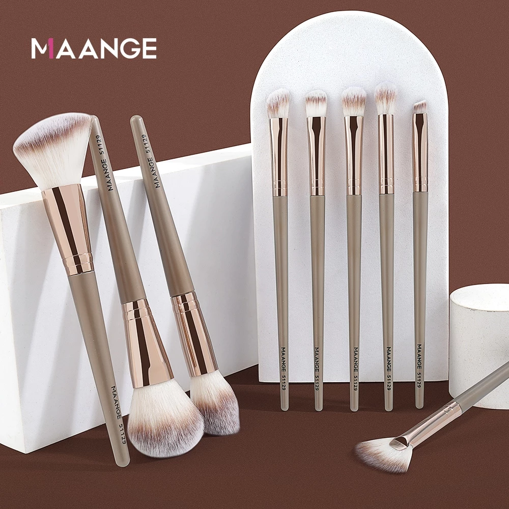 MAANGE 9Pcs Makeup Brush Suitable For Beginners Soft Blush On Brush Powder Brush Foundation Brush Set Beauty Tool