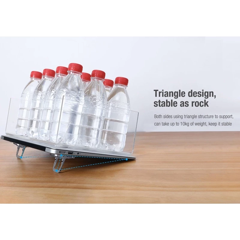 MY Stock】Mini Alloy Laptop Stand Adjustable Notebook Cooling Stand Portable Laptop Bolster Universal Foldable Laptop Metal