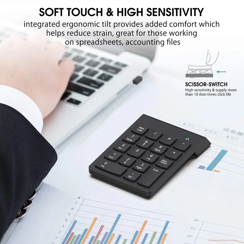 2.4GHz Wireless Numeric Keypad – 18 Keys for Desktop & Laptop