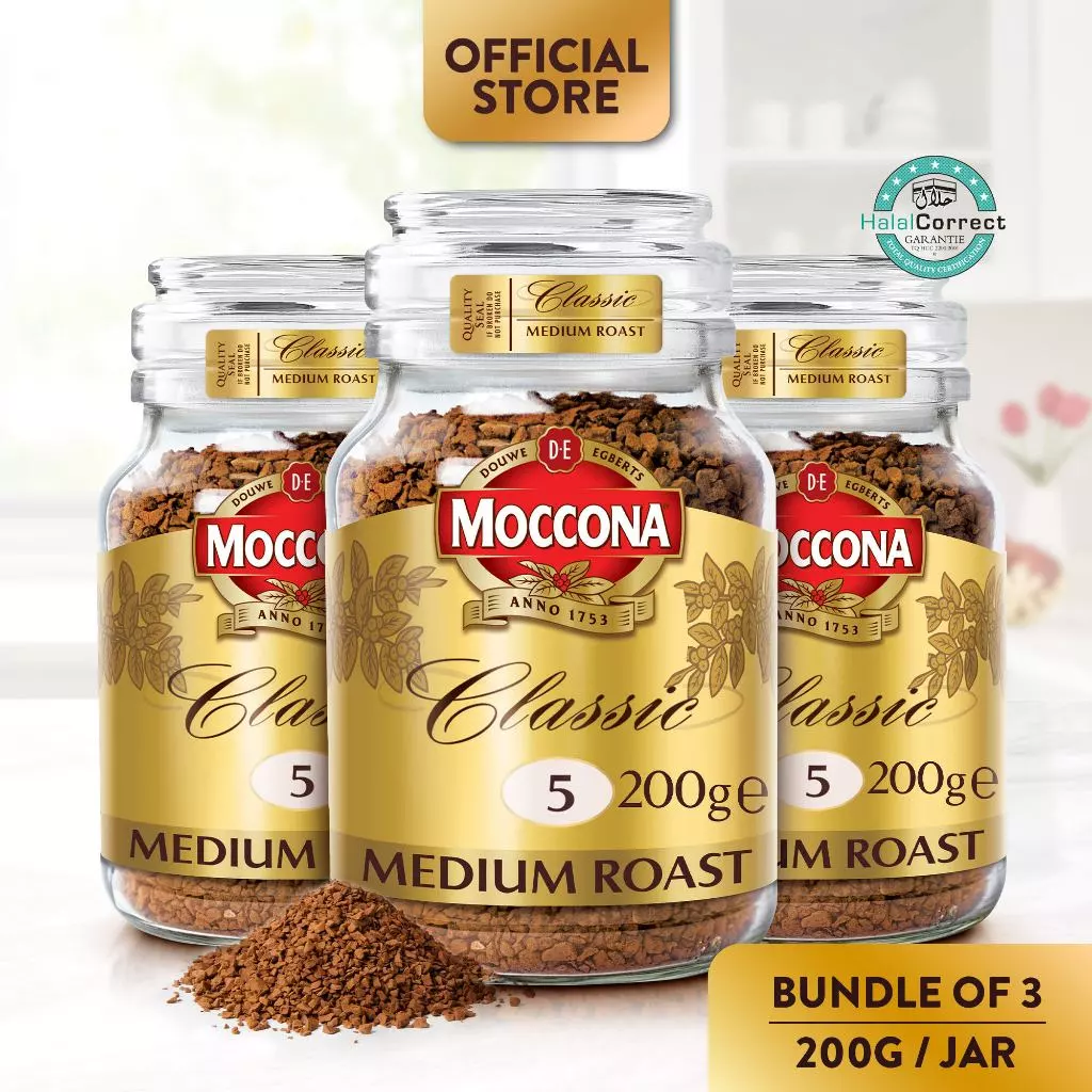 (Bundle of 3) MOCCONA Freeze Dried Instant Coffee Jar, 200g (HALAL)