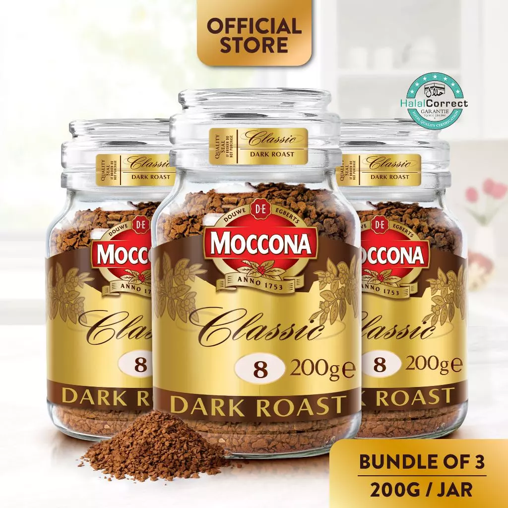 (Bundle of 3) MOCCONA Freeze Dried Instant Coffee Jar, 200g (HALAL)