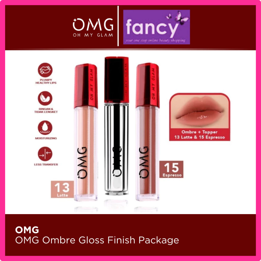 OMG Oh My Glam Package GLOSS FinishOMBRE 3PCS | Long-Lasting Matte Mattelast Lip Cream & Gloss Lip Finish