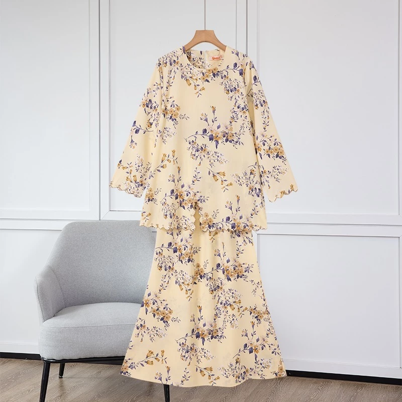 [Nayla.z]Dewasa Saiz36-52(S-6XL)Set Baju Kurung(T37161)Sedondon CorakBunga Bersulam MiniModenSlimFit