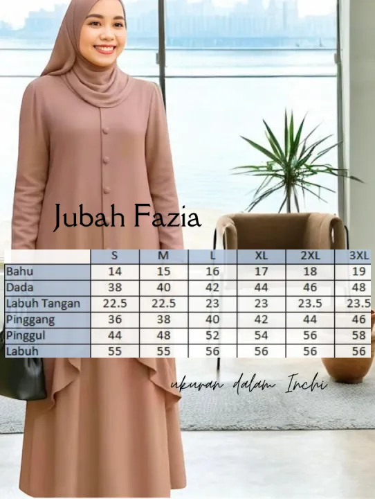 CEY Dress JUBAH VIRAL Ironless Bungkus Plus Size Soft Fabric dengan Frill Button dan READY STOCK