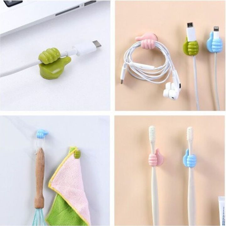 10pcs Multifunctional Clip Holder Thumb Hooks Wire Organizer Wall Hooks Hanger Strong Wall Storage Holder For Kitchen Bathroom
