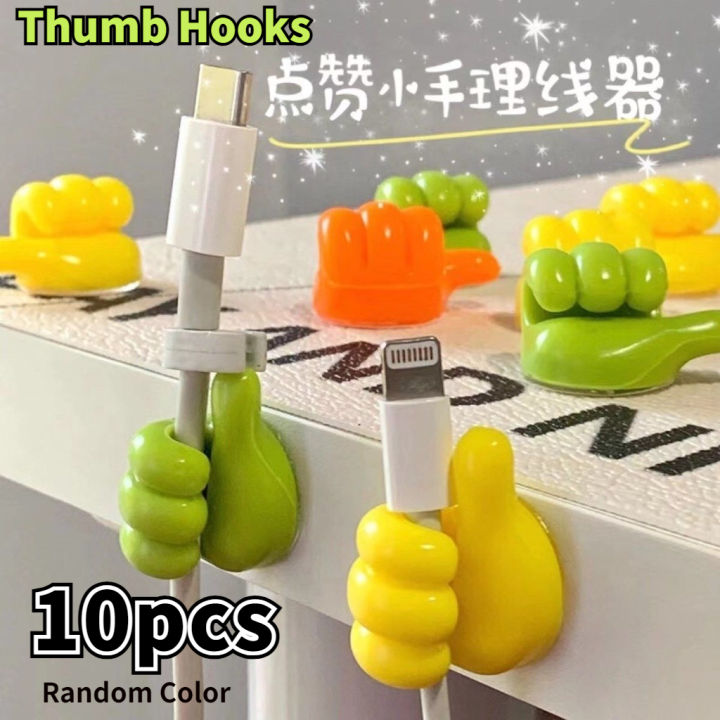 10pcs Multifunctional Clip Holder Thumb Hooks Wire Organizer Wall Hooks Hanger Strong Wall Storage Holder For Kitchen Bathroom