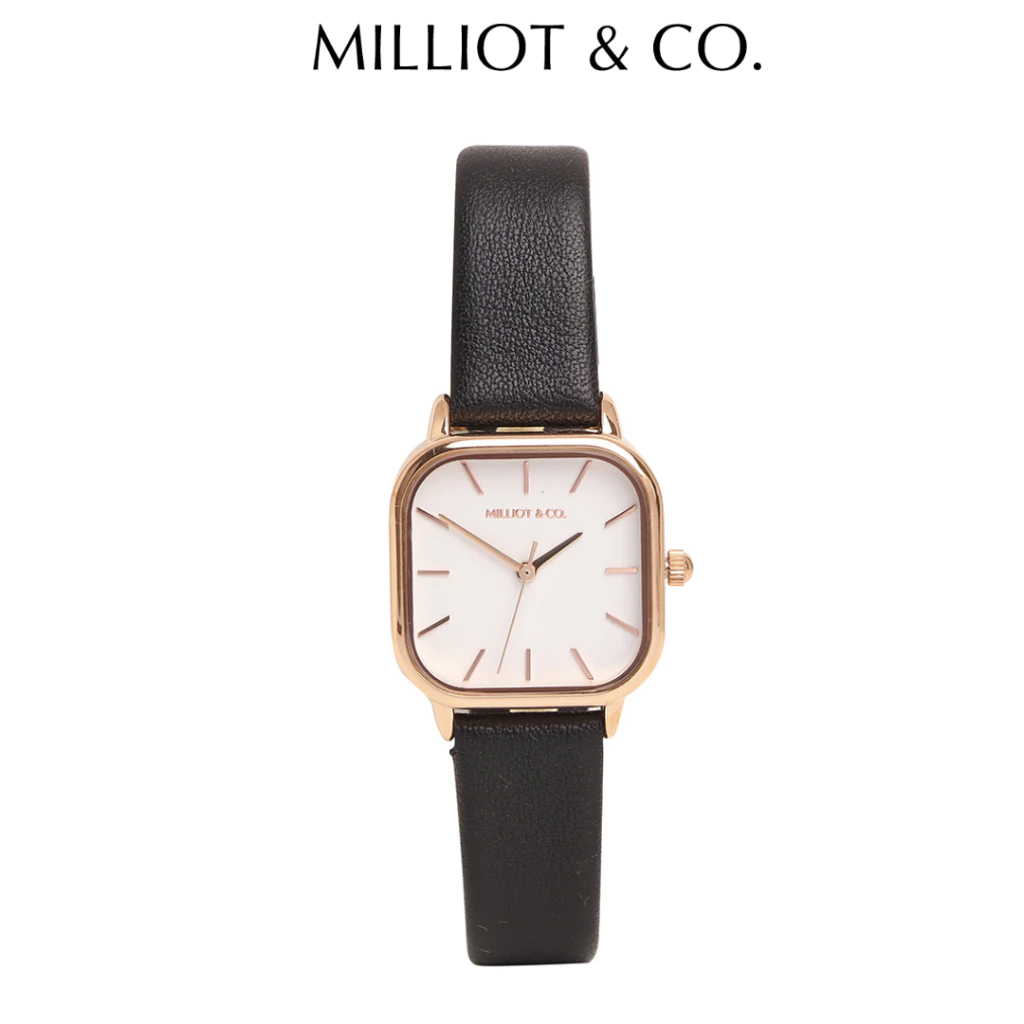 Milliot & Co Ainsley Rose Gold Leather Strap Watch