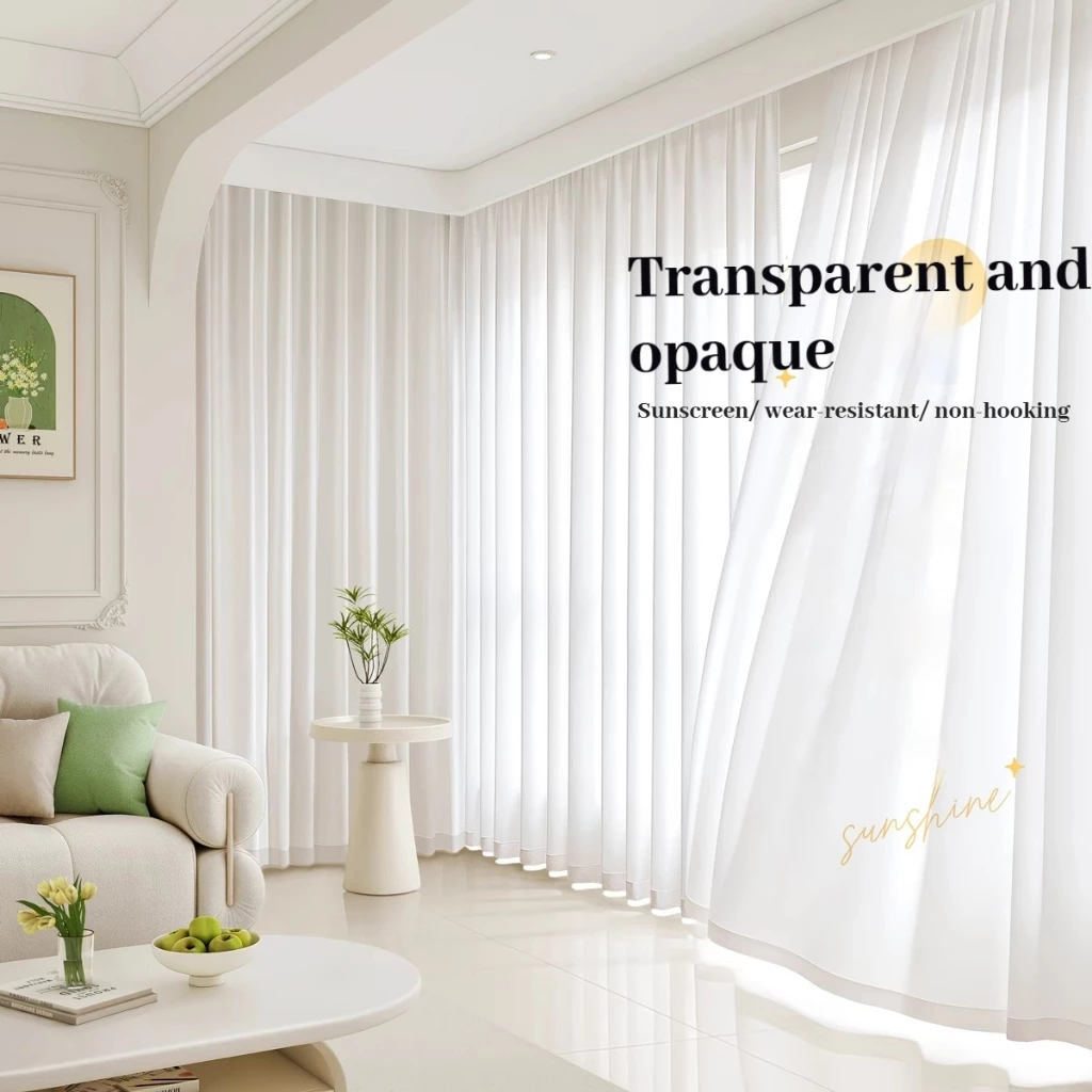 Aesthetic Design White Sheer Curtain for Window Living Room Luxury Elegant With Ring 5/7ft Kurtain