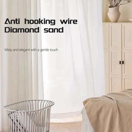 Aesthetic Design White Sheer Curtain for Window Living Room Luxury Elegant With Ring 5/7ft Kurtain