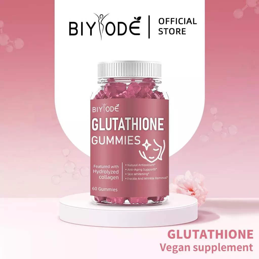24h-BIYODE Glutathione Collagen Gummies Whitening Glow Anti-Aging Gummies Vitamin Beauty Gummies 60p