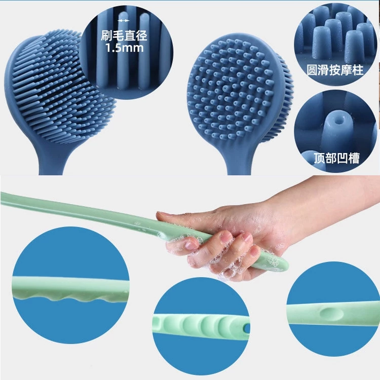 Handle Silicone Bath Brush Double Sided Soft Body Scrubber for Shower and Massage Bath Brush