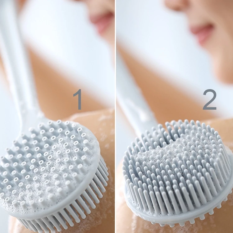 Handle Silicone Bath Brush Double Sided Soft Body Scrubber for Shower and Massage Bath Brush