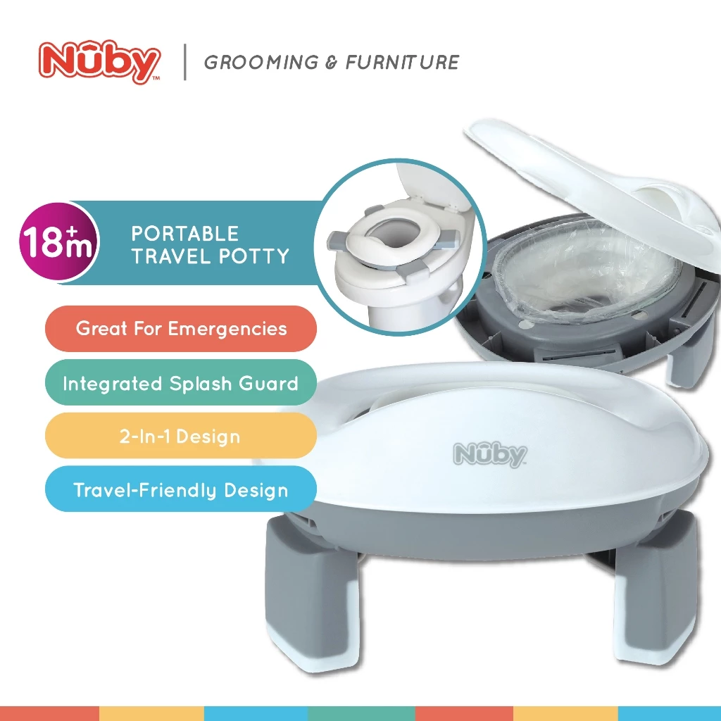 Nuby 2-in-1 Portable Potty Seat Topper, Kids Potty Training NB76512 (18m+) | Tandas Latihan Bayi & Kanak Mudah Alih