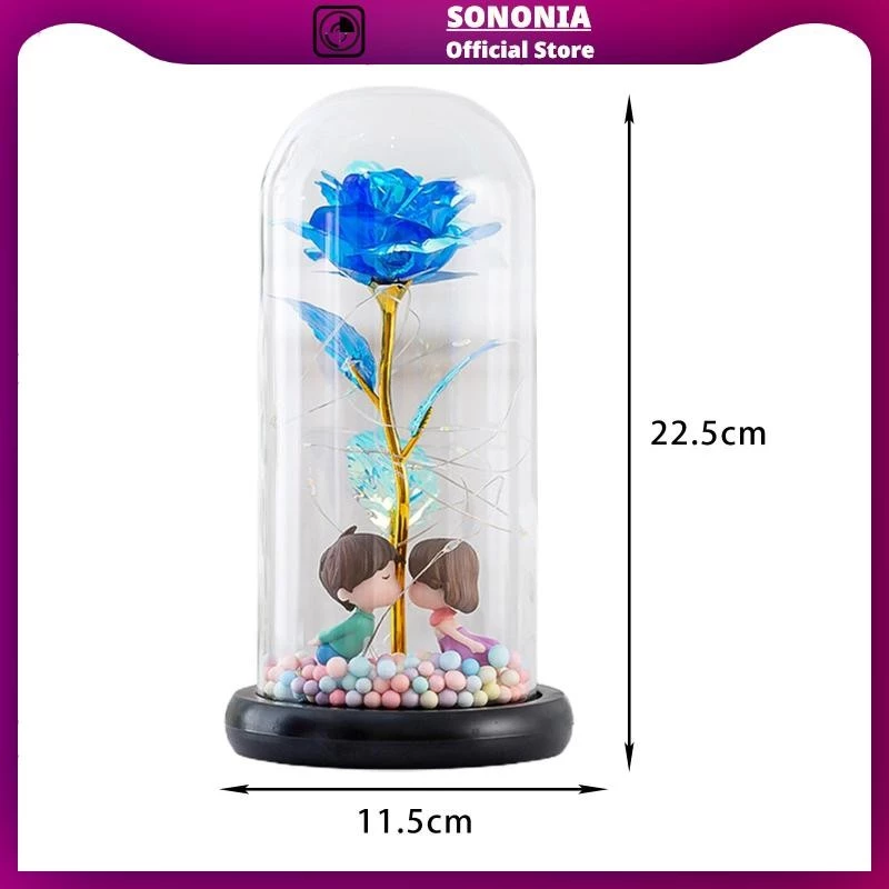 Artificial Flower Rose with LED Light In Glass Dome Gifts for Mothers Day,Wedding,Anniversary,Valentine’s Day,Home Decor