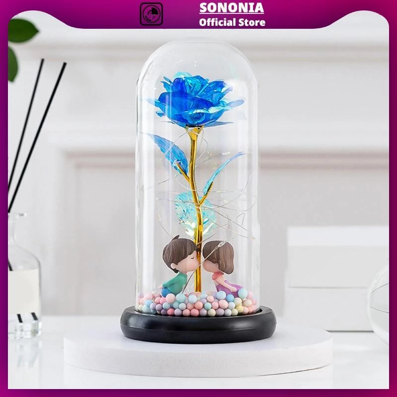 Artificial Flower Rose with LED Light In Glass Dome Gifts for Mothers Day,Wedding,Anniversary,Valentine’s Day,Home Decor