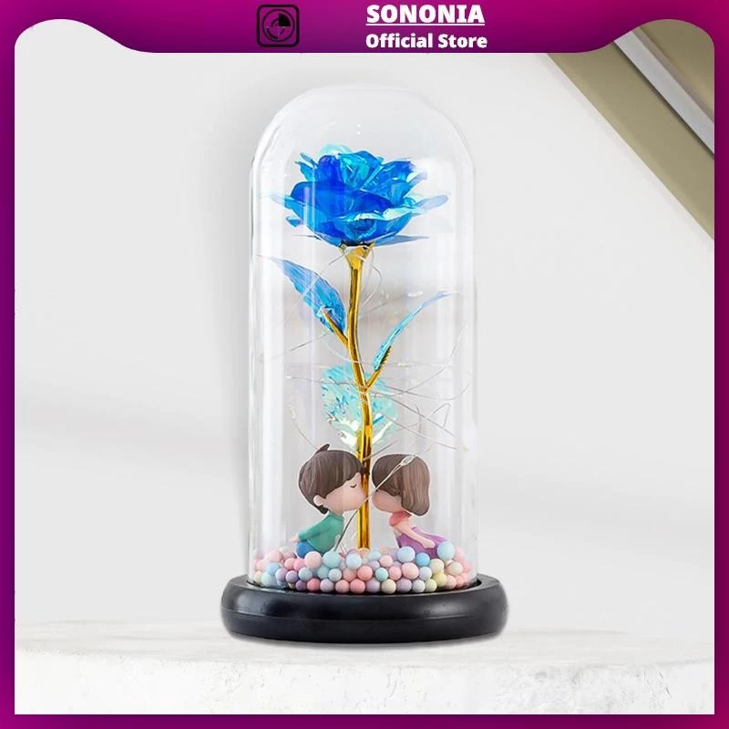 Artificial Flower Rose with LED Light In Glass Dome Gifts for Mothers Day,Wedding,Anniversary,Valentine’s Day,Home Decor