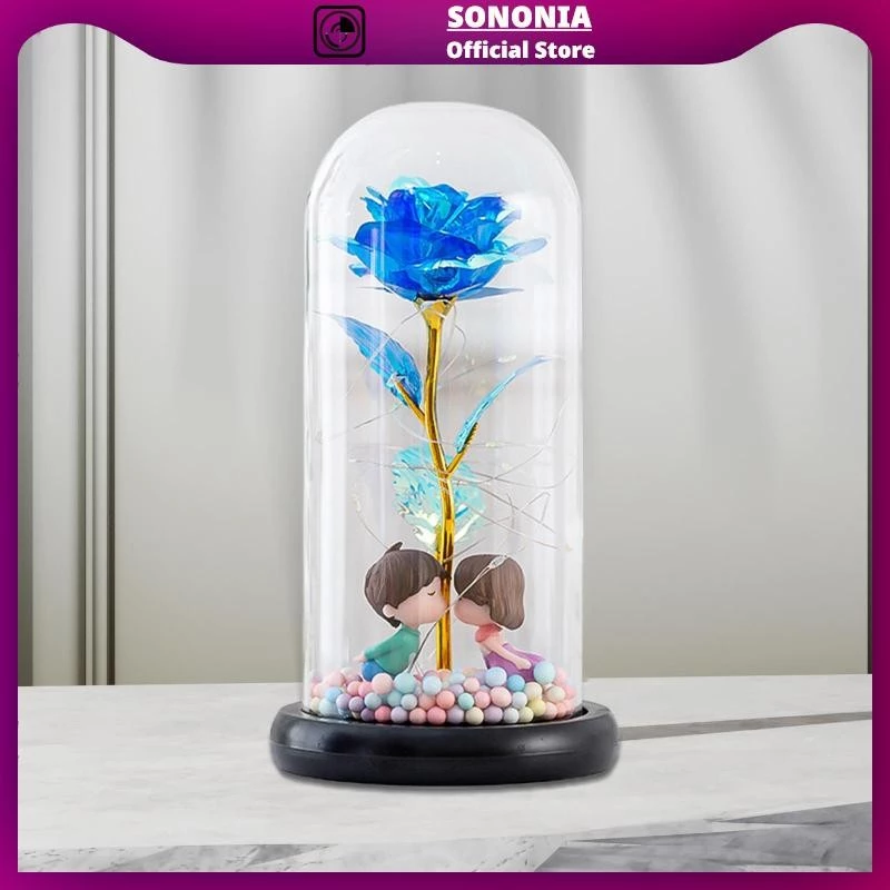 Artificial Flower Rose with LED Light In Glass Dome Gifts for Mothers Day,Wedding,Anniversary,Valentine’s Day,Home Decor