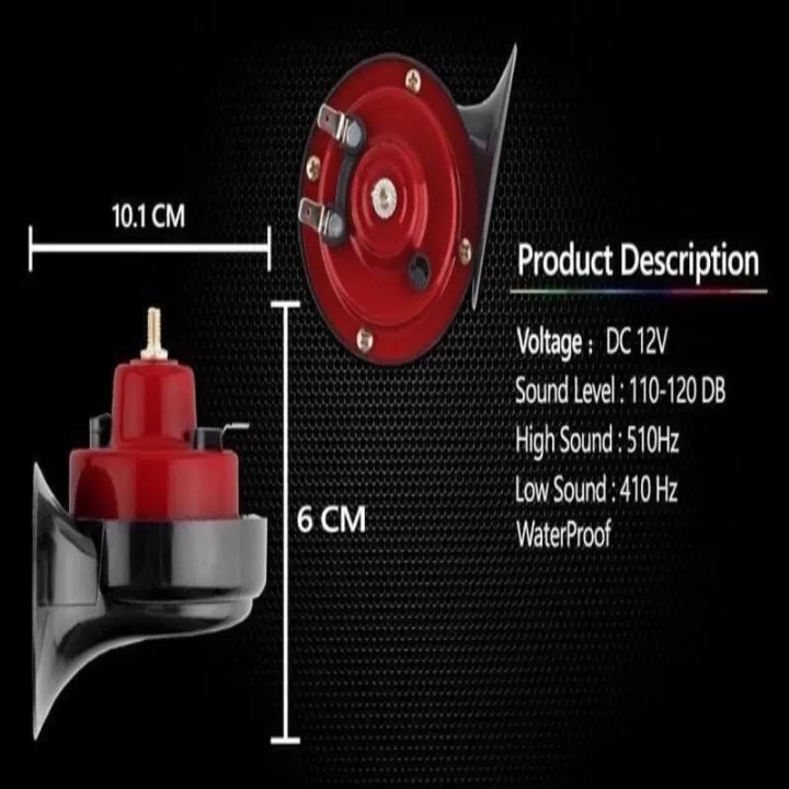 2Pc Car Horn Loud 12v BM Horn Snail Horn Air Honk Motorcycle