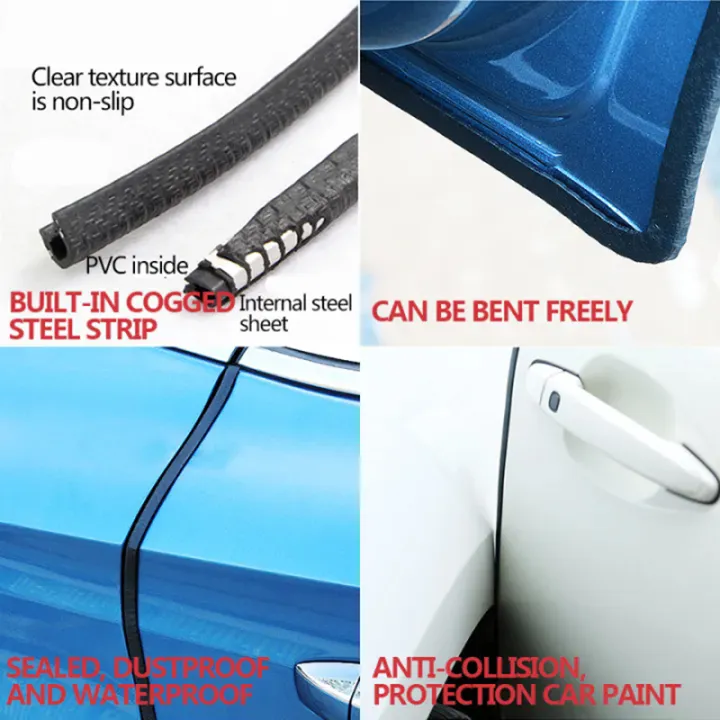 Car Door Edge Scratch Protector Strip 5 Meter Universal Car Door Rubber Seal Strip Anti Scratch Collision Strip With Steel Car-styling Decoration Protector 车门边缘防刮条