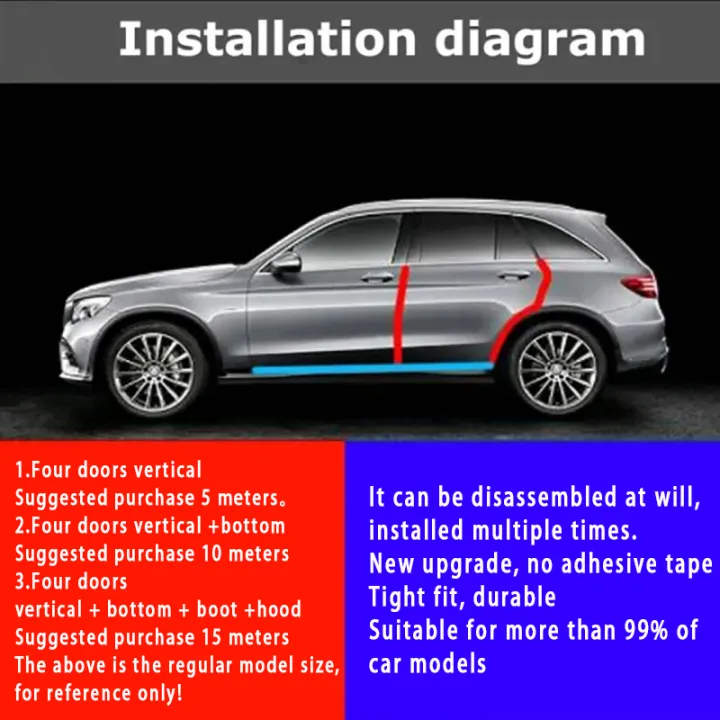 Car Door Edge Scratch Protector Strip 5 Meter Universal Car Door Rubber Seal Strip Anti Scratch Collision Strip With Steel Car-styling Decoration Protector 车门边缘防刮条