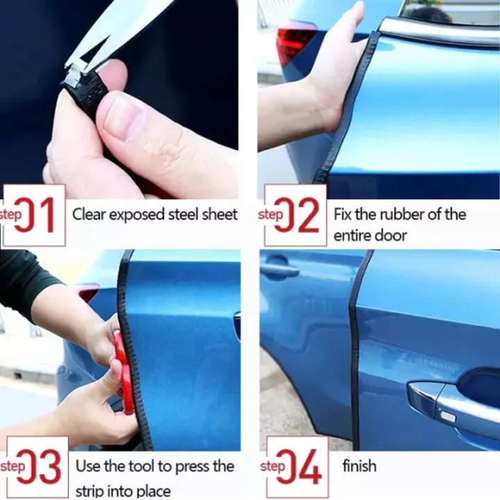 Car Door Edge Scratch Protector Strip 5 Meter Universal Car Door Rubber Seal Strip Anti Scratch Collision Strip With Steel Car-styling Decoration Protector 车门边缘防刮条