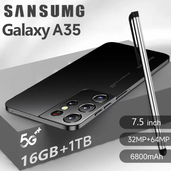 Smartphone Galaxy A35 original large screen 7.5 inch 6000 mAh 5g 120Hz smartphone dual-core dual sim phone 16GB HD triple camera Android Bluetooth phone support cod free gift cheap phone for sale