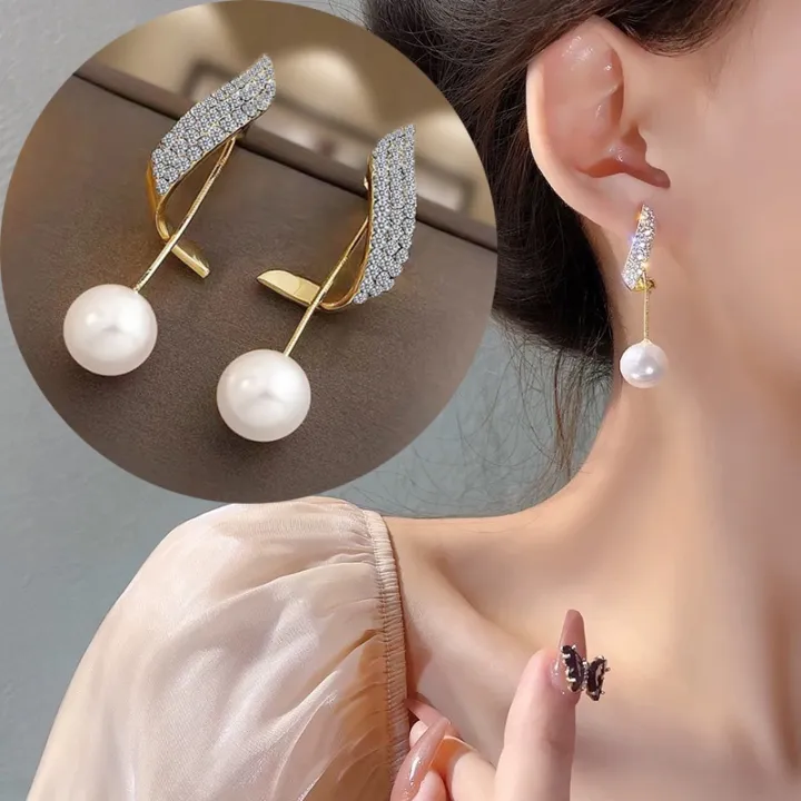 Korean S925 Pearl Earrings Women's Temperament Retro Studs Earring Simple Fashion Earring for Women Jewellery Dangle Earring