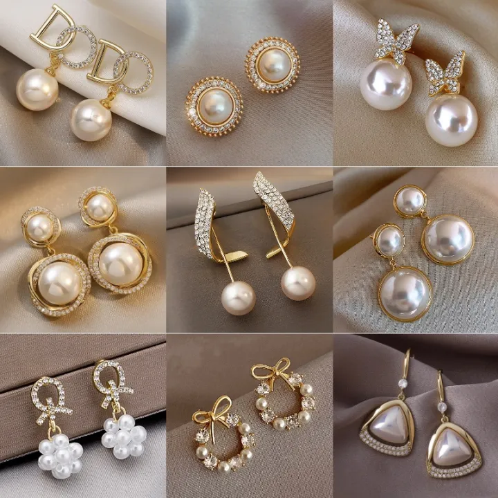 Korean S925 Pearl Earrings Women's Temperament Retro Studs Earring Simple Fashion Earring for Women Jewellery Dangle Earring
