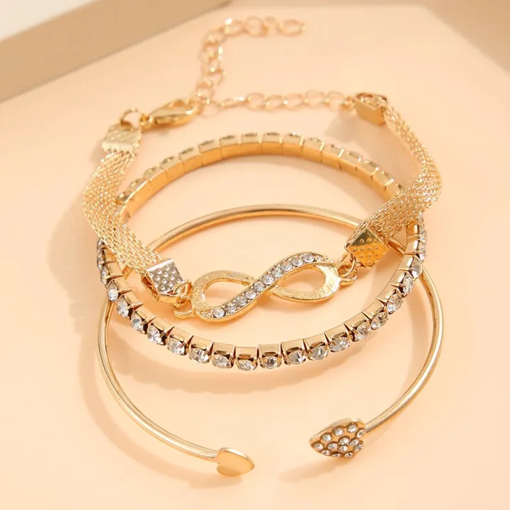 17 MILE 6pcs/set Gold Silver Chain Bracelet Set for Women Luxury Pearl Crystal Heart Butterfly Cross Bracelets Accessories Jewelry