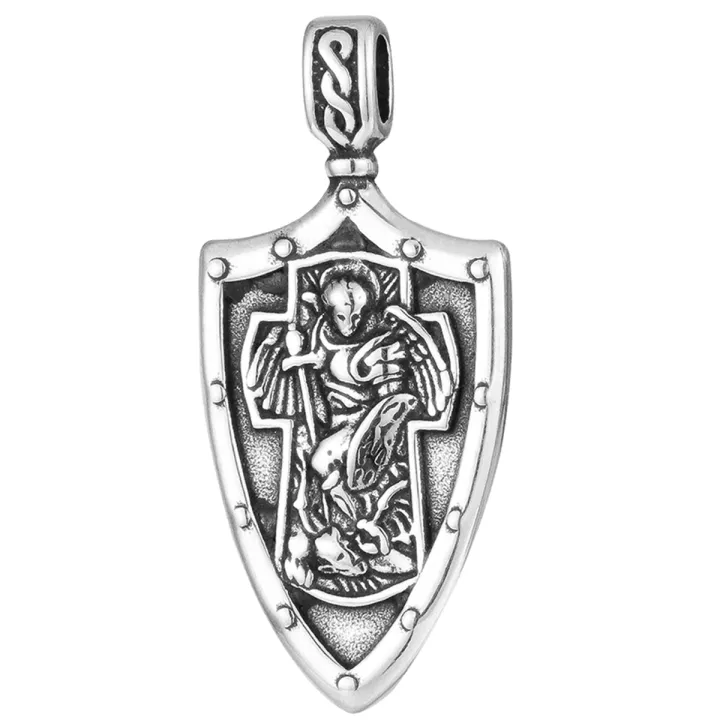The Archangel Protect Us Medal Stainless Steel Saint Michael Shield Crusader Sword Pendant Amulet Jewelry Accessories