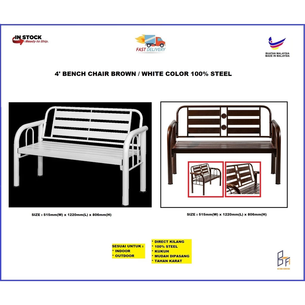 Beyond Furniture 3ft Wooden Bench Chair Long Garden Bench Kerusi Bangku Panjang Kayu