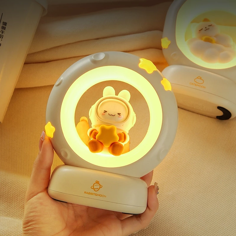 Touch LED Night Light Lamps Children Bedroom Cute Cat Dragon Rabbit Gift Box
